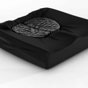 Side view of the AXIOM SPV Wheelchair Cushion - Viscoelastic foam cushion with a waterfall edge design, intended for pressure relief and skin protection for wheelchair users.