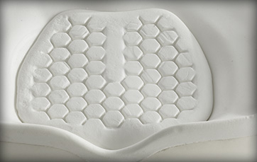 Top view of the Axiom SPV Wheelchair Cushion - Ventilated, pressure-relieving wheelchair cushion with gel and foam layers for enhanced comfort and skin protection.