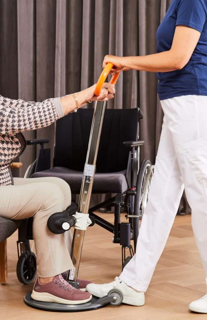 Image of the Etac Turner Pro in use - Versatile and adjustable turning aid for wheelchair users, designed to assist with transfers and repositioning.