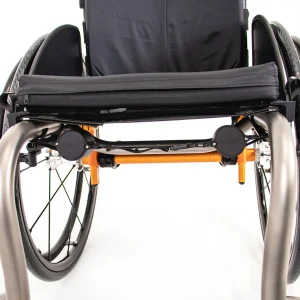 Close up image of the LapStacker Flex Manual Rigid Wheelchair Table - Portable, lightweight wheelchair table with adjustable height and tilt, designed for increased independence and productivity.