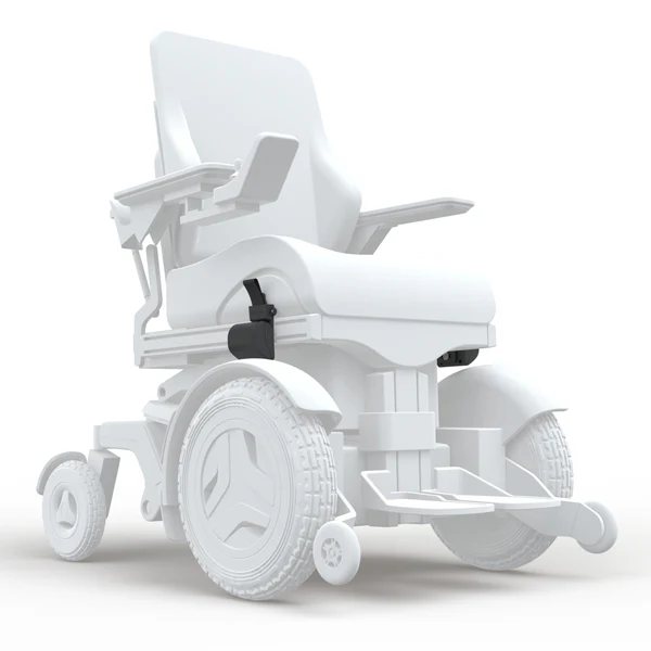 Front view of the LapStacker XD for Permobil - Multifunctional lap tray designed for Permobil brand powered wheelchairs, offering a stable platform for eating, drinking, reading, and performing daily tasks while seated in the wheelchair.