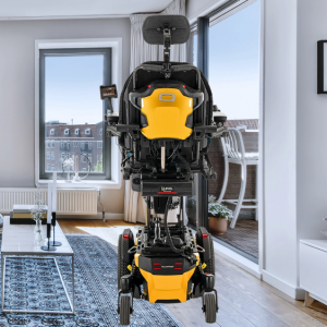 Back view of a wheelchair with the Quantum Backup Camera attached - Rearview camera for vehicles, providing visual assistance during reversing for enhanced safety and convenience.