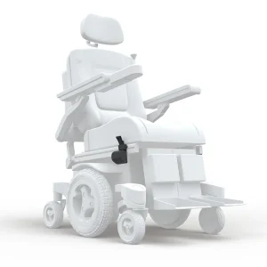 Graphic of the LapStacker XD Wheelchair Table for Quickie Wheelchairs - Portable, adjustable wheelchair table that attaches securely to the backrest of a Quickie wheelchair, providing a stable work surface.