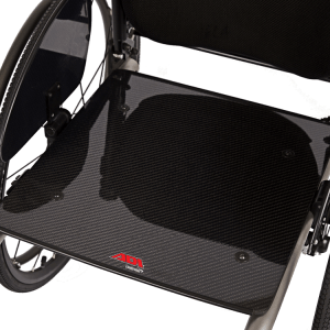 Image of the ADI Carbon Fiber Seat Base - Lightweight, adjustable wheelchair seat base with a carbon fiber frame for improved maneuverability and comfort.