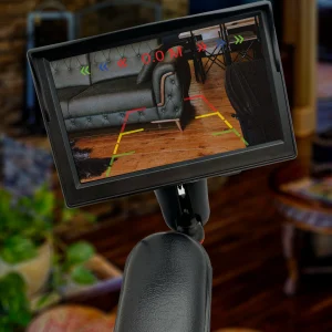 Close up Image of the AWARE Rear-View Camera System - Wireless rear-view camera system for wheelchairs, providing enhanced visibility and safety when reversing.