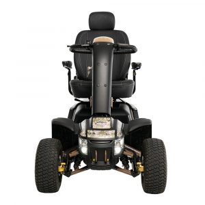 Front view of the camo Baja Wrangler 2 Off-Road Wheelchair - All-terrain, manual wheelchair with knobby tires and durable frame, designed for outdoor adventures and navigating rough terrain.