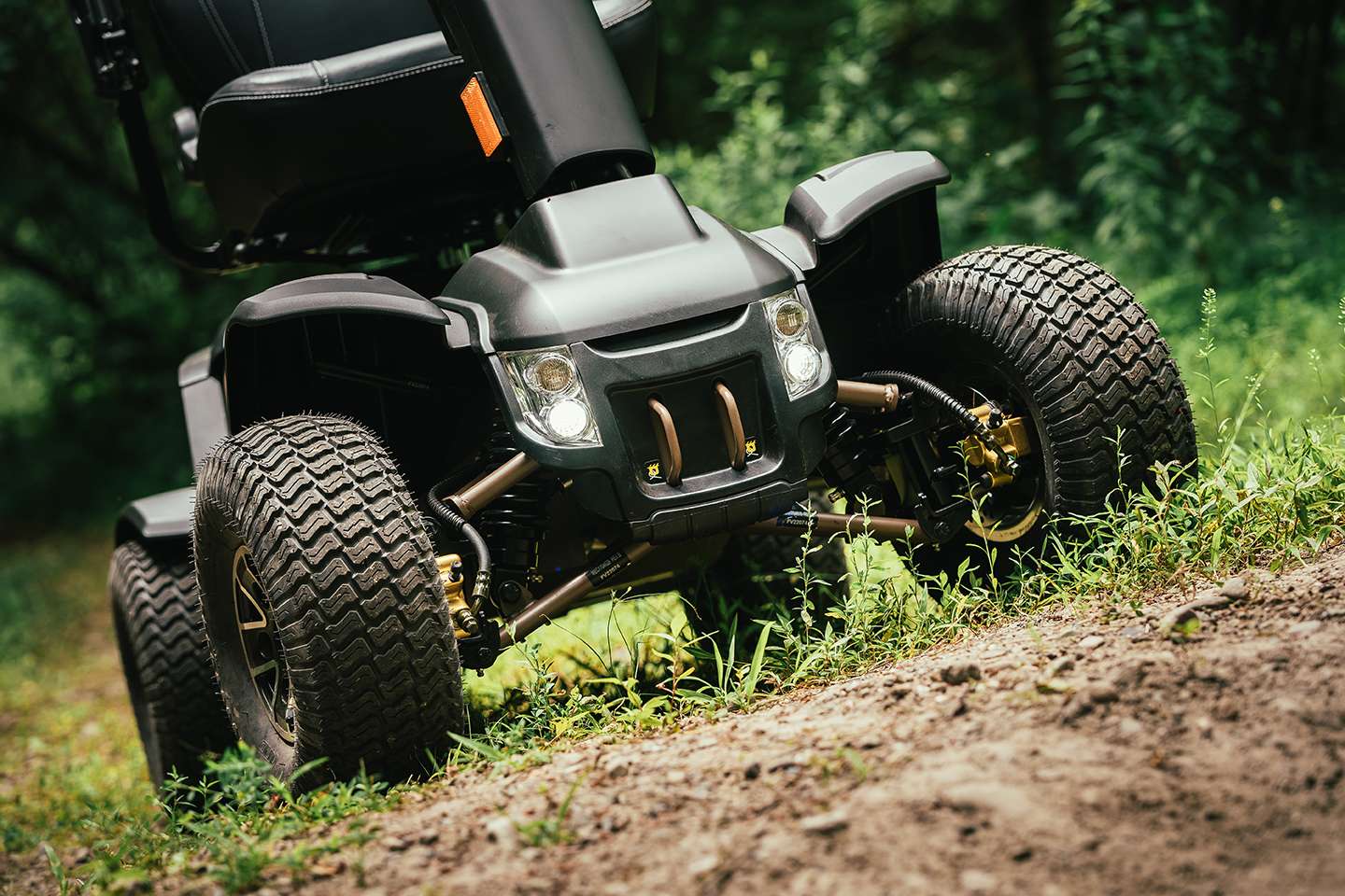 Image of the Baja Wrangler 2 Off-Road Wheelchair - Rugged, all-terrain manual wheelchair with knobby tires, designed for outdoor adventures and navigating rough terrain.