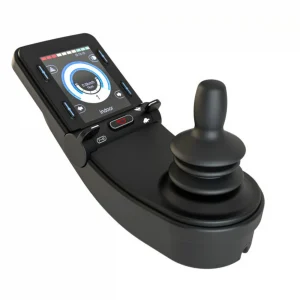 Image of the Permobil Joystick Module - Customizable control module for power wheelchairs, featuring a joystick for intuitive navigation and customizable buttons for various functions.