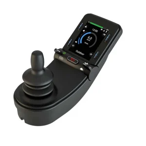 Image of the Permobil Joystick Module - Customizable control module for power wheelchairs, featuring a joystick for intuitive navigation and customizable buttons for various functions.