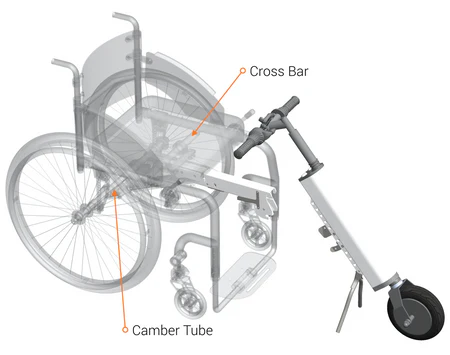 Folding wheelchair diagram of the Cheelcare Companion.