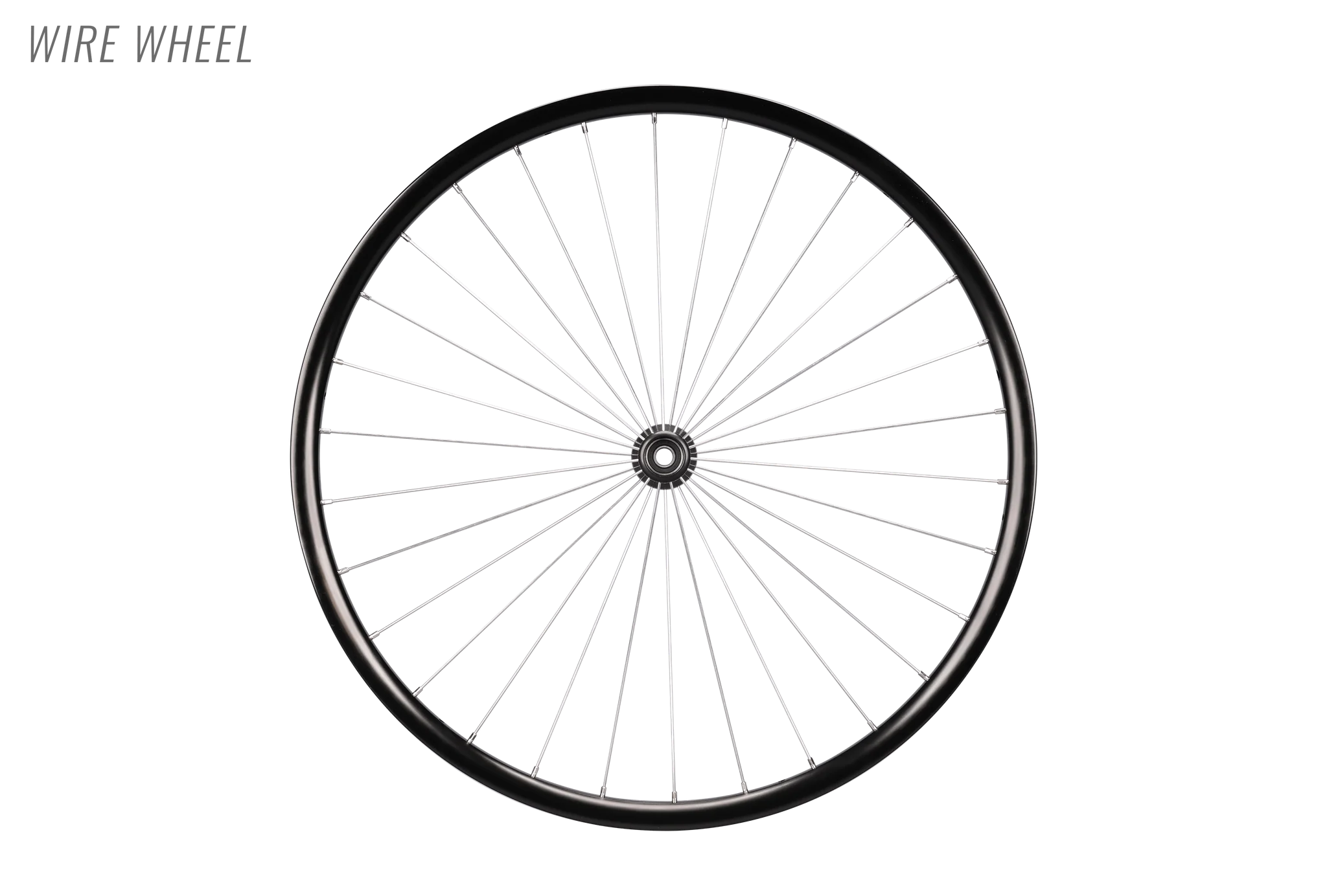 Front view of the Spinergy Wire Wheel - Lightweight, durable wheelchair wheel with straight-pull spokes for improved performance and efficiency.