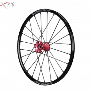 Image of the Spinergy XSLX R10 Wheelchair Wheel - High-performance, lightweight wheelchair wheel featuring a durable X-laced spoke pattern and reinforced axle for increased strength and durability.