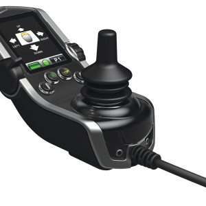 Close up image of the Quantum Rehab Q-Logic 2 Drive Control Joystick - Ergonomic joystick for controlling power wheelchairs, featuring customizable settings and multiple input options for personalized use.