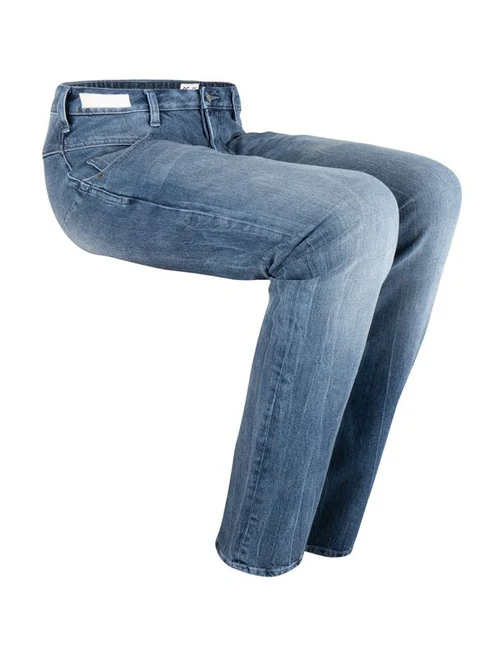 Side view of the Kinetic Balance Regular Fit Jeans with Magnetic Closure - Comfortable, dark wash denim jeans featuring a magnetic fly closure for easy dressing, ideal for wheelchair users.