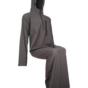 Front left image of the Raincape Plus Wheelchair Jacket - Waterproof, breathable hooded jacket designed for wheelchair users, offering full-body protection from rain and wind.