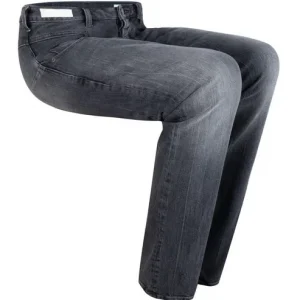 Side view of the Kinetic Balance Regular Fit Jeans with Magnetic Closure - Comfortable, dark wash denim jeans featuring a magnetic fly closure for easy dressing, ideal for wheelchair users.