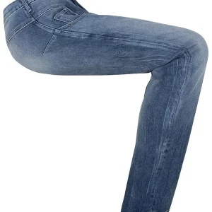 Side view of the Kinetic Balance Regular Fit Jeans with Magnetic Closure - Comfortable, dark wash denim jeans featuring a magnetic fly closure for easy dressing, ideal for wheelchair users.