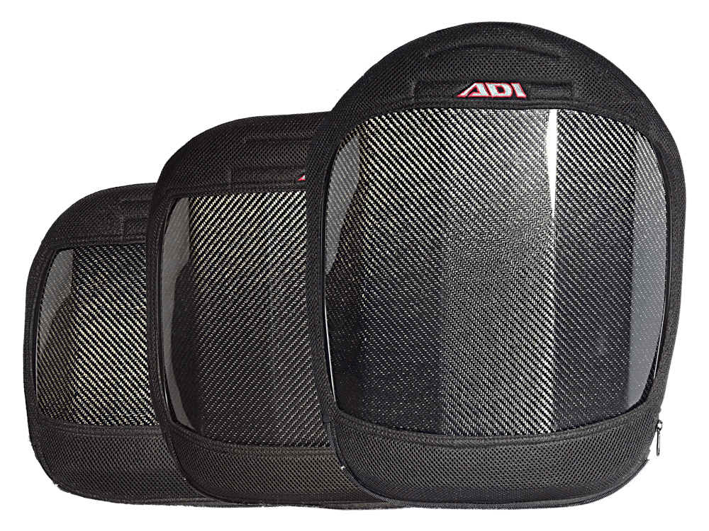 Back views of the ADI Carbon Fiber Series Backrests - Lightweight and highly adjustable backrests for wheelchairs, constructed with a carbon fiber frame for exceptional strength and rigidity.