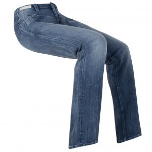 Side image of Kinetic Balance Women's Blue Jeans - Accessible jeans designed for comfort and style. Features a higher back waist, double-stretch denim, and magnetic or button fly closure for ease of use.