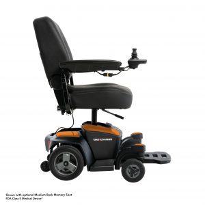 Right side view of the amber orange Go Chair Wheelchair - Lightweight, portable manual wheelchair designed for easy folding and transportation, ideal for travel and storage.