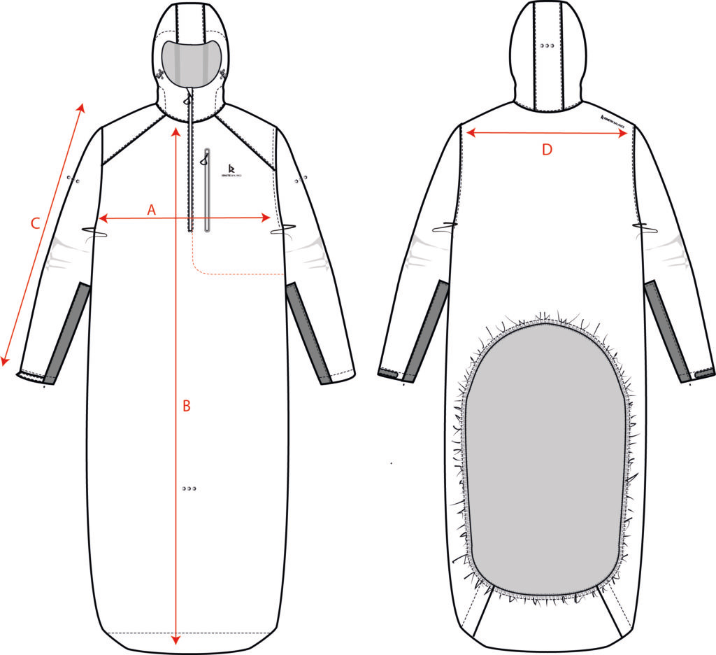 Image of the Kinetic Balance RAINDEK Size Guide - Visual chart illustrating different sizes of the Raindek wheelchair cover to help users select the correct size for their wheelchair.