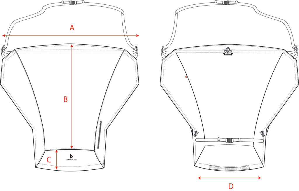 Image of the Kinetic Balance RAINDEK Size Guide - Visual chart illustrating different sizes of the Raindek wheelchair cover to help users select the correct size for their wheelchair.