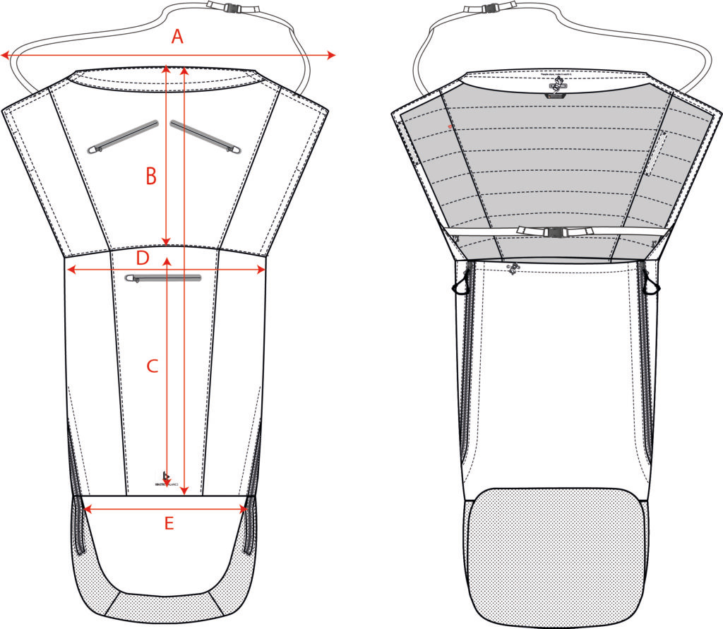 Image of the Kinetic Balance RAINDEK Size Guide - Visual chart illustrating different sizes of the Raindek wheelchair cover to help users select the correct size for their wheelchair.