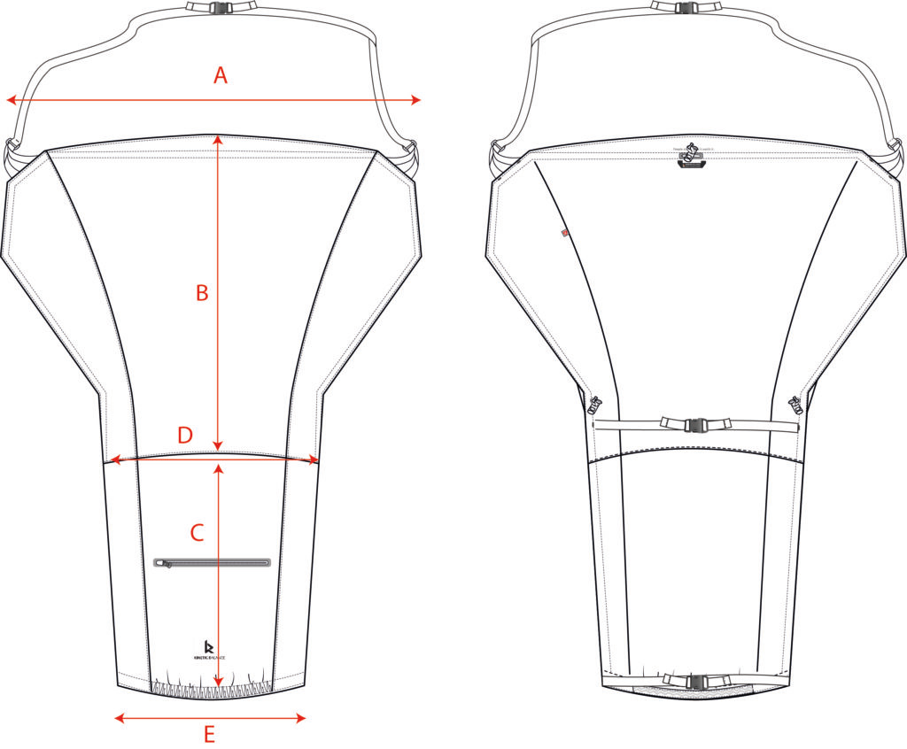 Image of the Kinetic Balance RAINDEK Size Guide - Visual chart illustrating different sizes of the Raindek wheelchair cover to help users select the correct size for their wheelchair.