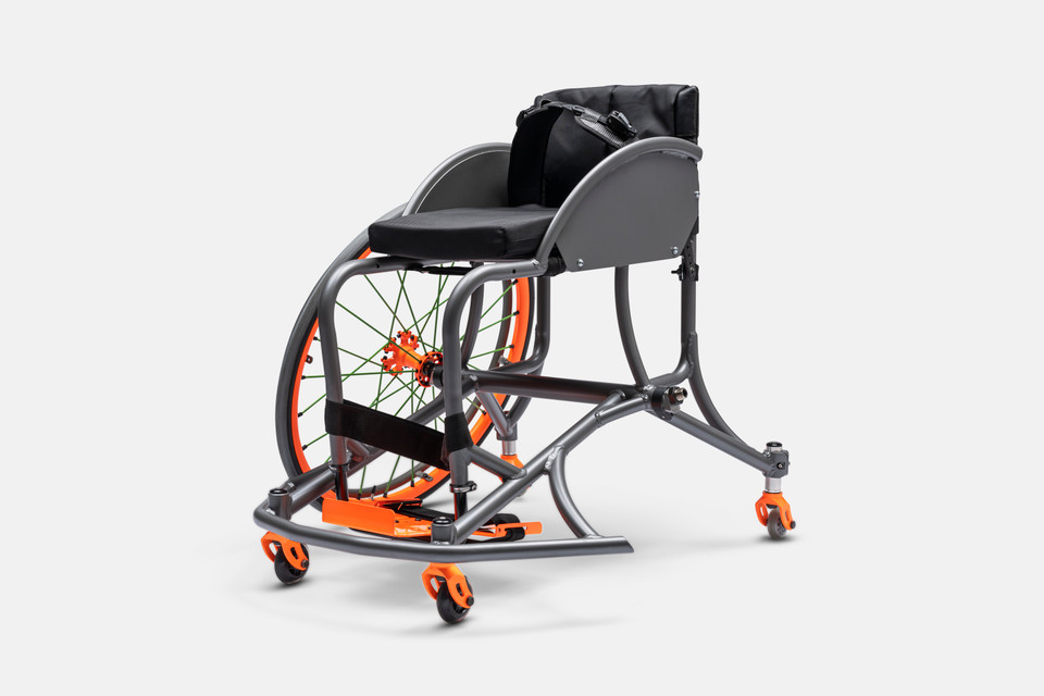 Front view of the Top End Paul Schulte 7000 Series Basketball Wheelchair (PS7) - High-performance, custom-built wheelchair designed for basketball, featuring a lightweight aluminum frame for speed and maneuverability.