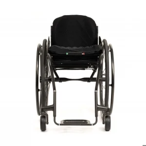 Front view of the TiLite CR1 Carbon Fiber Ultra-Light Wheelchair - Lightweight, high-performance rigid wheelchair frame made from carbon fiber, designed for customizable seating and maneuverability.