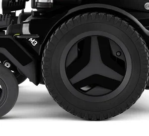 Close up image of the Permobil M3 black Corpus Color Kit - Customizable color panels for the Permobil M3 wheelchair, allowing users to personalize their wheelchair's appearance.